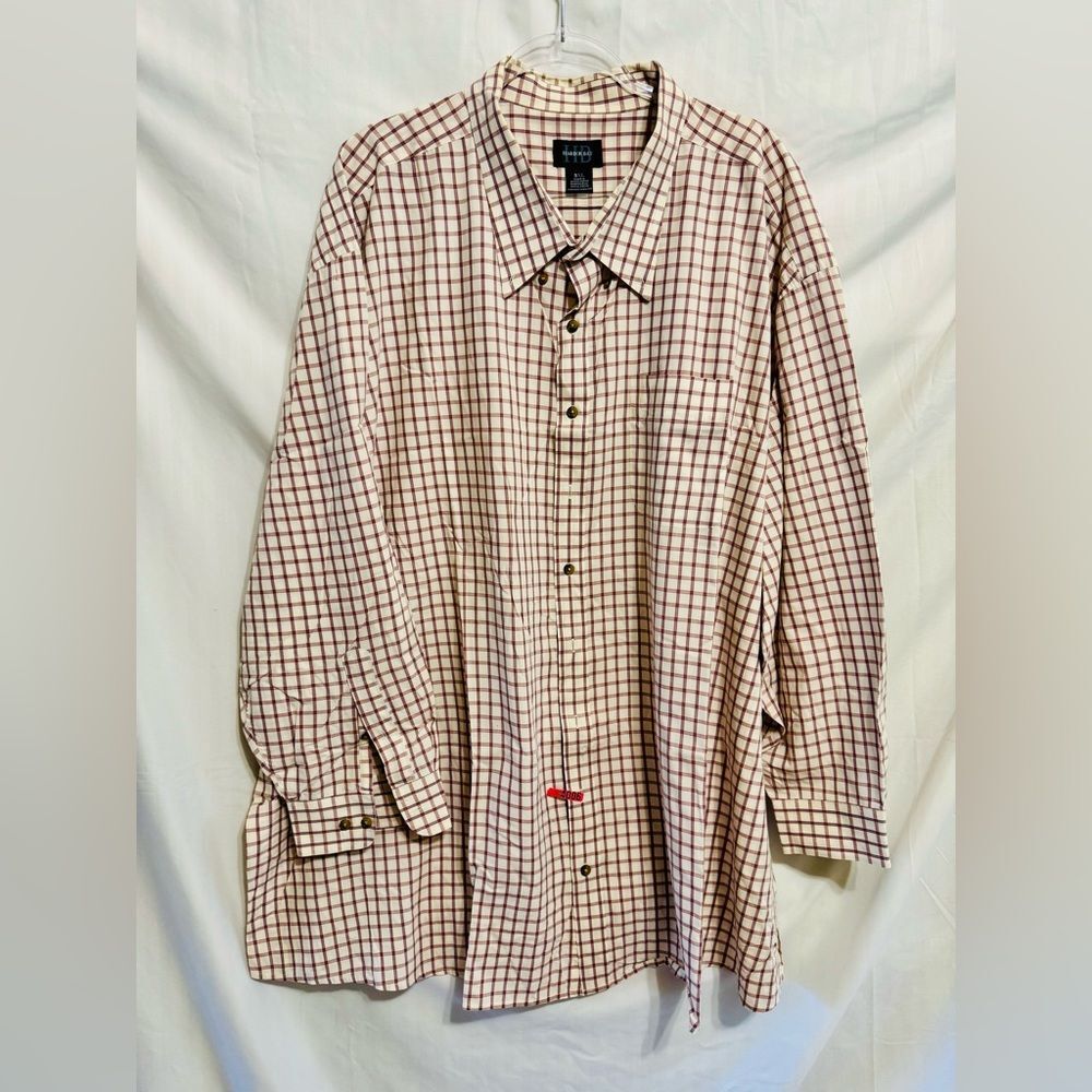 Harbor Bay Red and Cream Plaid Shirt, Size 5XL